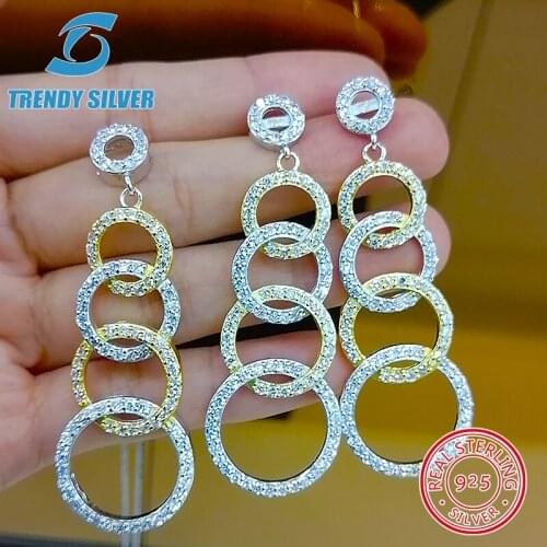 Complete pure 925 sterling silver zirconia clear CZ luxury jewelry set ring earrings for woman pendant necklace trendy design