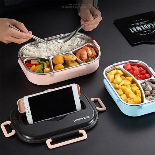 Portable Lunch Box Stainless Steel Compartment Insulated Lunch Box Office Worker Student Bring Tableware Lunch Box