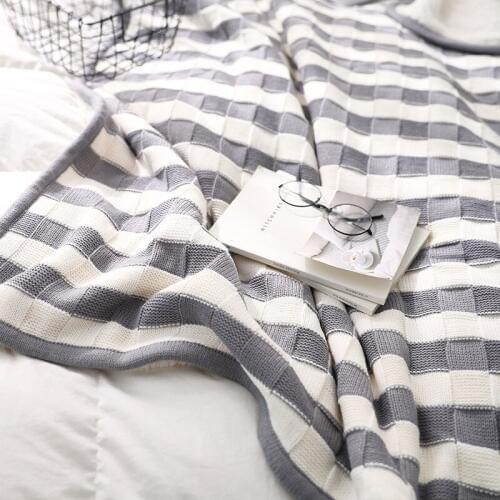 Casual Autumn and Winter Double Lambs Knitted Blankets Woven Throw Plaid Blanket for Sofa Bed Cover Bedspread Quilt