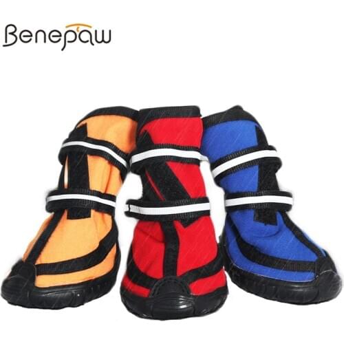 Benepaw Rugged Anti-slip Dog Shoes Waterproof Durable Elastic Reflective Puppy Boots Paw Sole Protectors Easy To Put On/Take Off