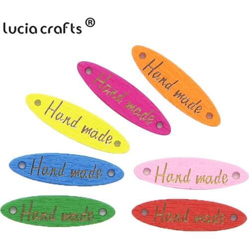 SALE Lucia crafts Painting With "Hand made" 2 Holes Connectors Sewing Wood Buttons Scrapbooking DIY Sewing Accessories CE0313