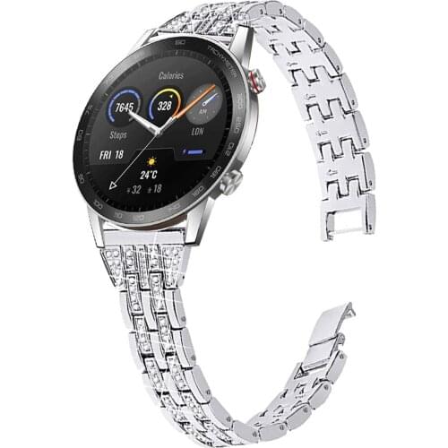 20/22mm Watchband for Honor Watch Magic 2 42mm 46mm Diamond Ring Strap for HONOR ES GS Pro Watch Metal Band Bracelet Accessories