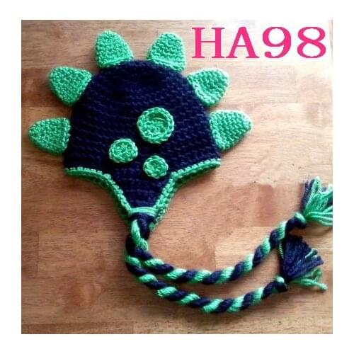 Handmade Animal Hat Christmas Gift Baby Boy Pirate Owl Hat Crochet Pirate owl Dinosaur Hat Cap, Earflaps With Braids 100% Cotton