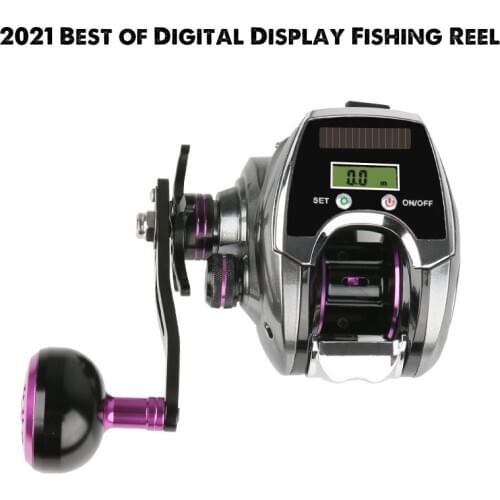 Solar Charg Digital Display Fishing Reel 8.0:1 6+1BB Left / Right Hand 10KG power Low Profile Line Counter Fishing Tackle Gear