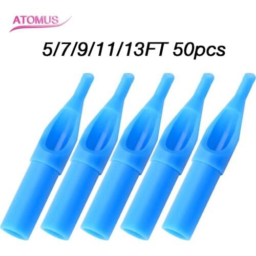 50pcs 5/7/9/11/13FT Sterile Disposable Tattoo Tips Plastic Tattoo Tubes Short Nozzle Needle For Tatoo Machine Body Art Supply