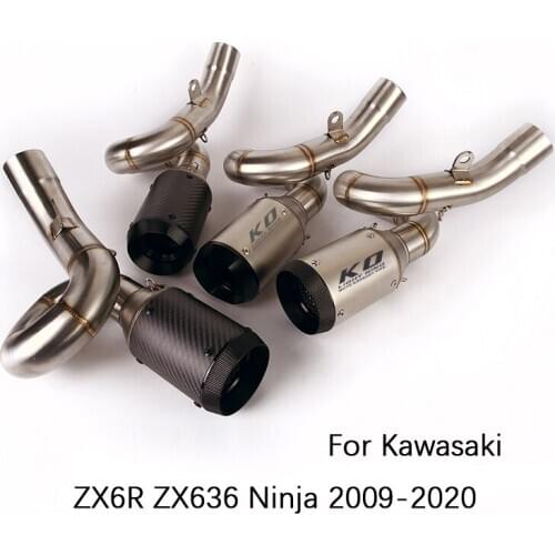 For Kawasaki ZX6R ZX636 Ninja 2009-2020 Motorcycle Exhaust Pipe Middle Pipe Slip On 51mm Mufflers Removable DB Killer Escape
