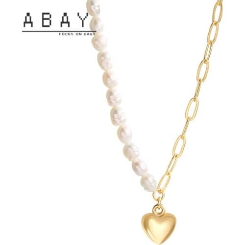 Women Titanium Steel Love Pearl Necklace 2020 New Versatile Temperament Retro Harbour Style Design Sense Clavicle Chain Woman