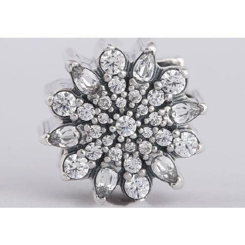 Winter Sparkling Pave CZ Christmas Snowflake Charms 925-sterling-silver Fine Jewelry For Women Fit Brand Charm Bracelets DIY