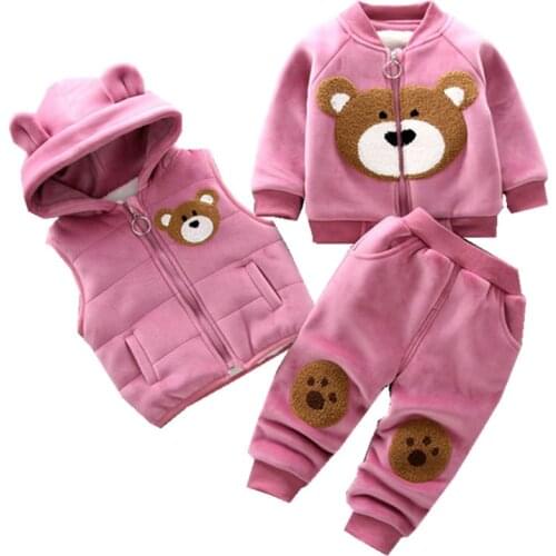 2020 Winter Warm Baby Boy Girl Clothes set Christmas Thicken Jacket + Sweatshirt + Pants 3pcs Set high quality Toddler Costume
