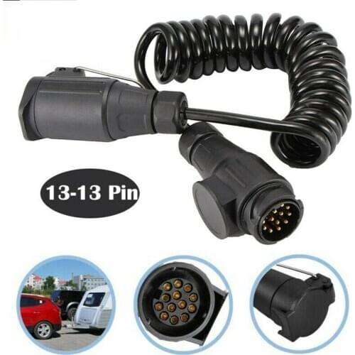13 Pin Plug 13 Pin Socket Trailer Cable Plug Waterproof Spring Cable 3M RV Extension Wiring Caravan Connector Auto Parts