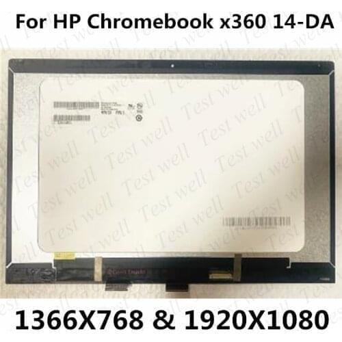 14-inch FHD LCD touch screen digitizer display assembly and frame for HP Chromebook x360 14-da 14-da0000 14-da0011dx 14-da0012dx