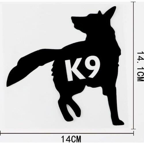 14CM*14.1CM Fun Animal K9 Dog German Shepherd Vinyl Car Sticker Black/Silver 8C-0284
