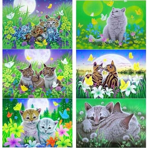 5D DIY Diamond Painting Cute Cat Diamond Embroidery Animal Cross Stitch Full Square Round Drill Crafts Manual Home Decor Gift