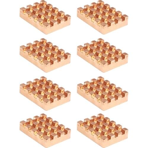 8pcs/Set A8 Pure Copper Heatsink Cooler Adhesive Back PC Computer Heat Sink Graphics Card Memory IC Chip Radiator