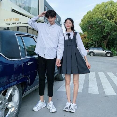 【 8675】2021 couples outfit college style women dress men shirt couples clothes couples clothing