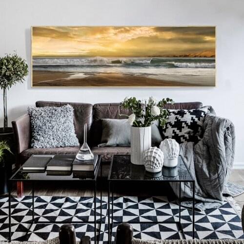 Abstract Seascape Oil Painting Canvas Art Wave and Beach Posters and Prints Wall Art Picture for Living Room Home Decor No Frame