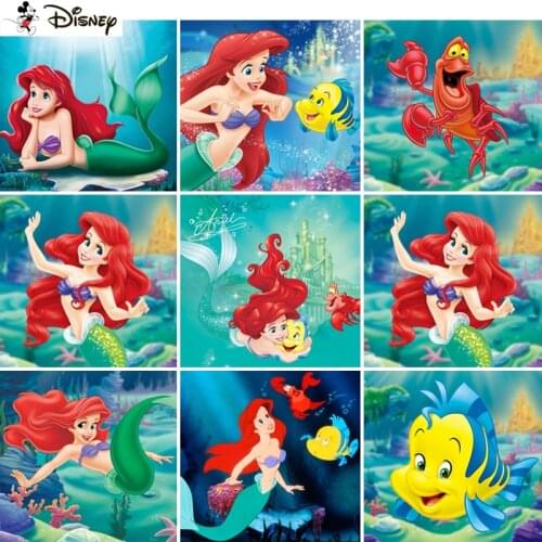 Disney 3D Diamond Painting "Cartoon mermaid" DIY Full Rhinestones Drill Cross-stitch Kits Square Round Diamond Embroidery