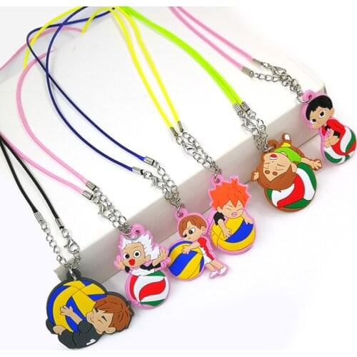 1PCS PVC Necklace fun anime Volleyball Boy necklaces cute cartoon figure Rope chain kids sweat collar baby charms birthday gift