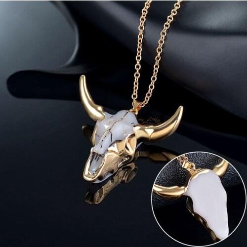 Gold Bull Pendant Necklace Women Men Fashion Chains Necklaces Western National Style Gem Jewelry Choker Necklace Luxury Brand