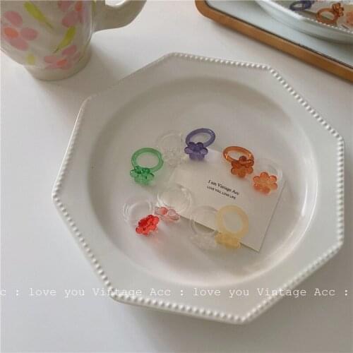 Colorful Transparent Matte Flower Swirl Floral Wrap Twist Rings for Women Clear Acrylic Finger Jewelry for Women Girls