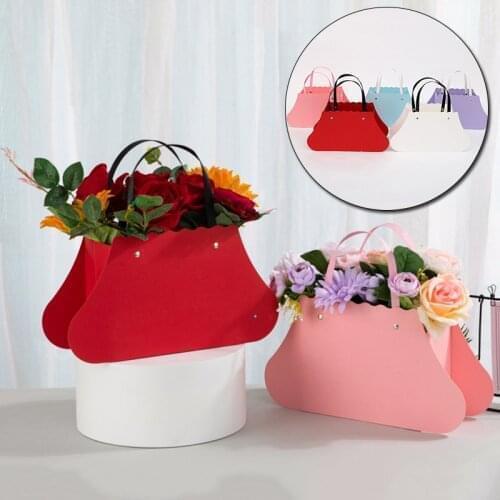 Flower Paper Bag Kraft PVC Handbag Waterproof Bouquet Florist Packing Box Valentines Day Rose Rose Gift Wrapping Bag Boxes