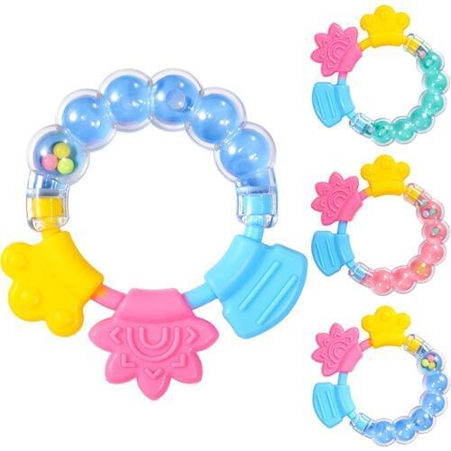 Baby Molar Solid Tooth Soft Silica Gel Rattle Teether Toy Newborn Chews Food Grade Silicone Teethers Infant Training Bed Toy New