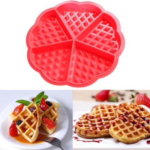 1pc Heart Shape Waffle Mold Maker 5-Cavity Silicone Oven Pan Microwave Baking Cookie Cake Muffin Cooking Tools