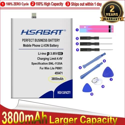 HSABAT 0 Cycle 3800mAh 455471 Battery for Wiko Wim Lite P6901 High Quality Mobile Phone Replacement Accumulator