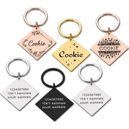 Personalized Dog Cat Name Tags Puppy Accessories Pet Dogs Cat Supplies Laser Engraving Customized Pet Name Plate for Dog Collars