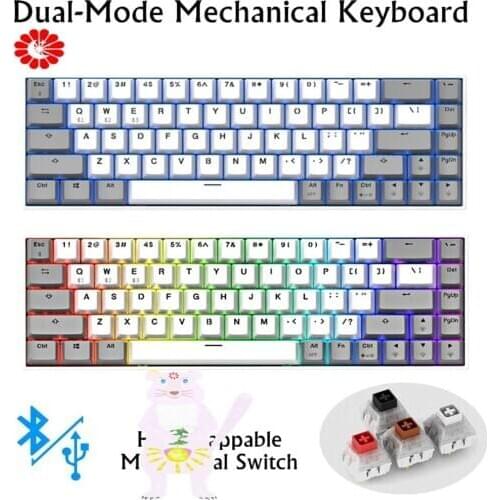 Gaming Mechanical Keyboard Wireless/USB dual mode Bluetooth 68 Keys Backlight PBT keycaps keyboard For PC Laptop phone