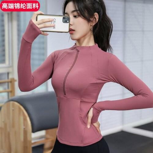 Yoga Crop Top Autumn Winter Yoga Jacket Womens Zipper Long Sleeve T-shirt Running Sports Top Deportivo Mujer Camisetas