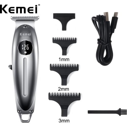 Kemei KM-1948 All-metal Professional Electric Hair Trimmer for Barber LCD Battery Indicator Display Men 0mm Hair Cutting Machine