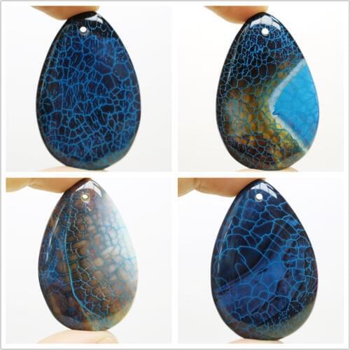 Natural Blue Dragon Veins Agates Pendant Multiple Shape Stone Bead for Jewelry Making 1Pcs Charming Stone Bead
