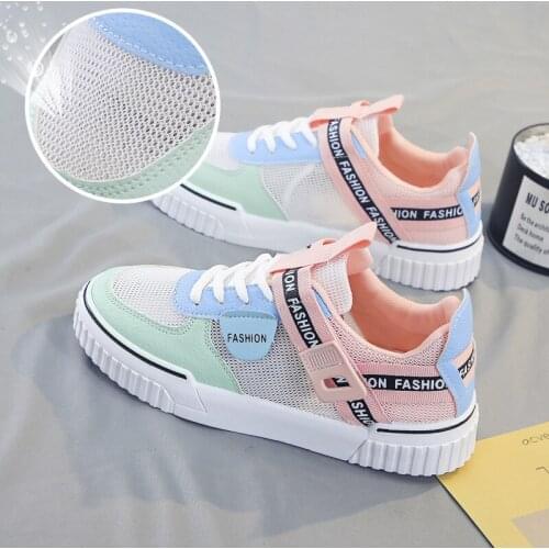 2021 Summer New White Shoes All-match Flat-bottom Breathable Net Shoes Fashion Casual Board Shoes Womens Vulcanized Shoes