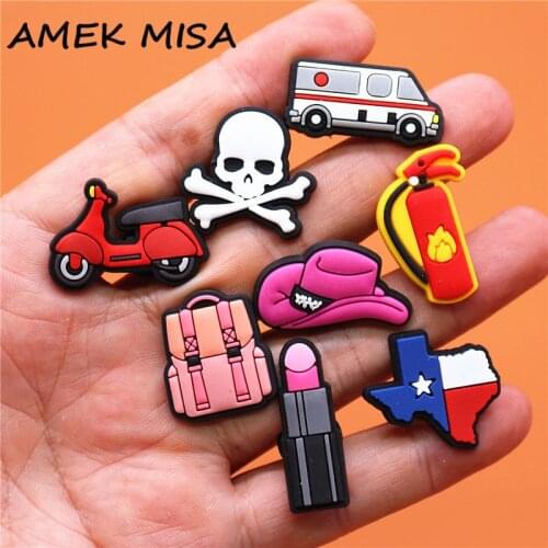 Single Sale 1pcs PVC Death Sign Shoe Charms Accessories Decorations Fire Extinguisher Croc jibz Buckle for Kids Party Xmas Gifts