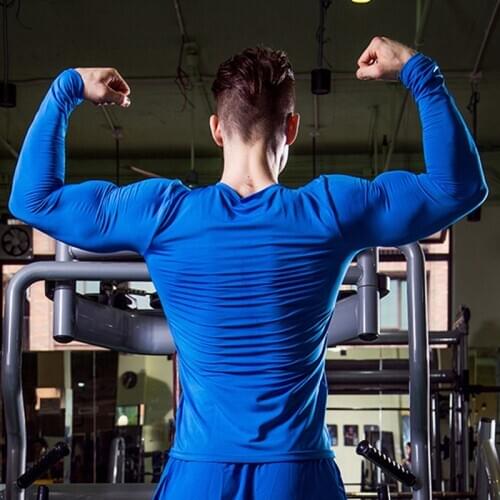 Solid GYM Shirt Men Fitness Mens T Shirts Quick Dry Compression Shirt Sport Tshirt Men Training Bodybuilding Tops Workout Tee