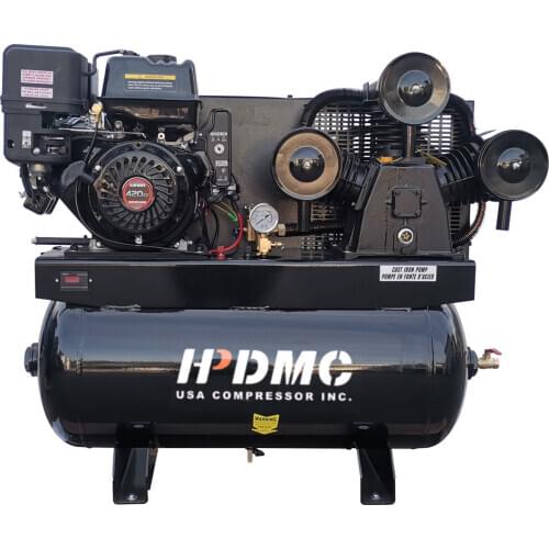 W-1/8PGas Driven Piston Air Compressor 13HP - One Stage - 30 Gal Tank - 43.5cfm @ Max 125psi - 420CC Engine - for Service Truck