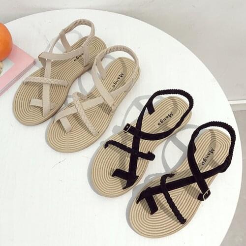 2021 Sandals Woman Shoes Braided Rope Beach Shoes Open Toe Ladies Beach Sandals Roman Gladiator Sandals Non-slip Flip Flop#f4