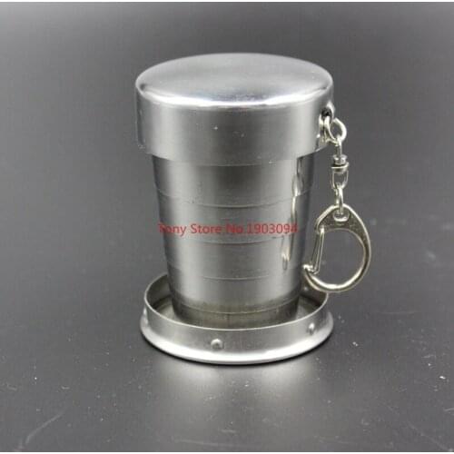 200pcs/lot 75 ML Mini Glass Stainless Steel Portable Travel Folding Mug Telescopic Outdoor Folded Cups Collapsible Water Beer