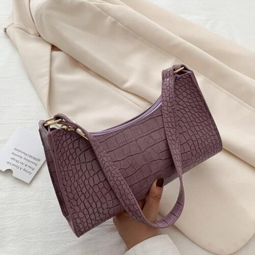 Crocodile Pattern Baguette Handbag For Women 2021 PU Leather Armpit Bag Lady Small Shoulder Bags Fashion Design Phone Coin Purse
