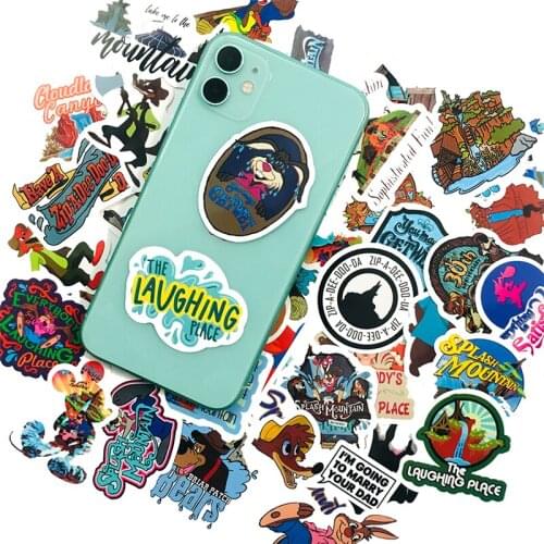 50pcs Journey to Splash Mountain Sticker Cartoon Waterproof Suitcase Bike Motorcycle Helmet Car Styling Accessories Stickers