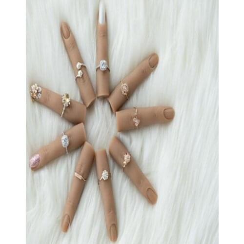 High-qualit Silicone Nail Art Training Hand Fake Finger Natural Nail Tips Manicure Tool Nail Practice Model Display Finger D073