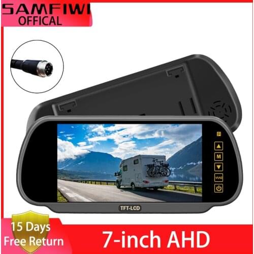 7inch TFT LCD Mirror Monitor AHD/HD Car Display Mirror Screen for Parking Vehicle Rear view Camera Night Vision Reversing 12-24V