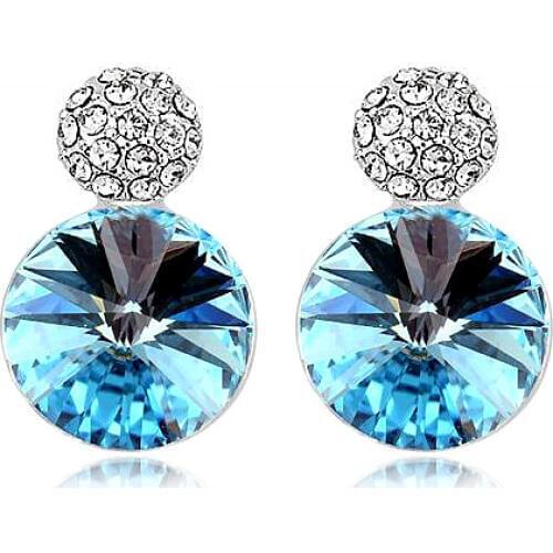 Women Earrings White Gold Color Round Crystal Stud Earring Crystals From Swarovski Boucles D'Oreilles Brincos Jewelry