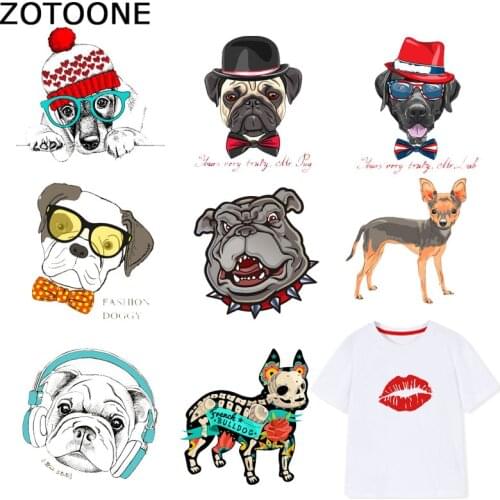 ZOTOONE Dog Patches Lips Patch Iron on Transfers for Clothes T-shirt Heat Transfer Animal Sticker DIY Accessory Appliques F1