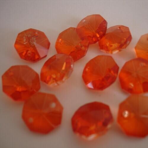 1000pcs/lot Orange 14mm Glass Chandelier Beads In 2 Holes For Chandelier Crystal Parts Or Lamps