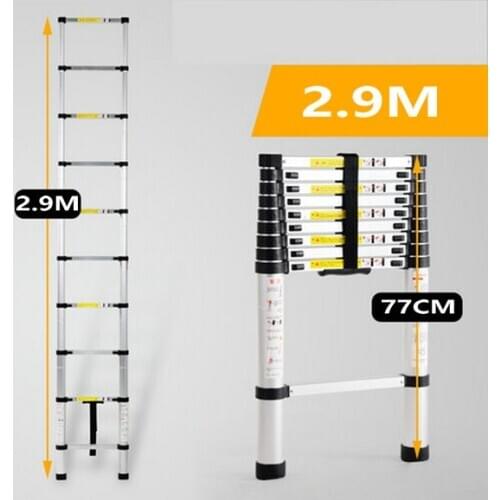 2.9M telescopic ladder single straight ladder family portable folding ladder project thickened aluminum alloy one-word ladder