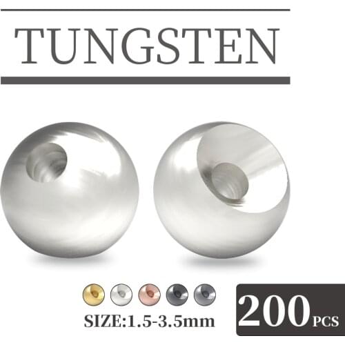 MUUNN 200pcs 1.5-3.5mm Fly Tying Tungsten Beads Four Colors Fly Tying Material Fishing Accessory