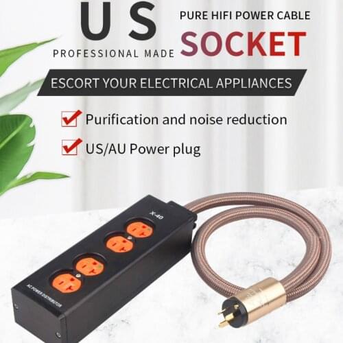 Aluminum Alloy Audio Power Socket with 1meter AU/US Power Cable