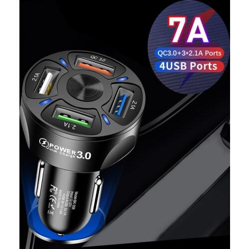Car Charger Quick Charger 12V-32V 3A QC3.0 4 USB Fast Auto Charger Stable Current Output Mobile Phone Charger